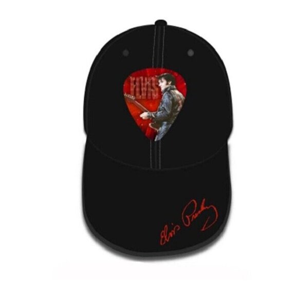 New Elvis Presley Hat Red 68 Comeback Baseball Cap Gift NWT Guitar Pick Picture - Picture 2 of 3